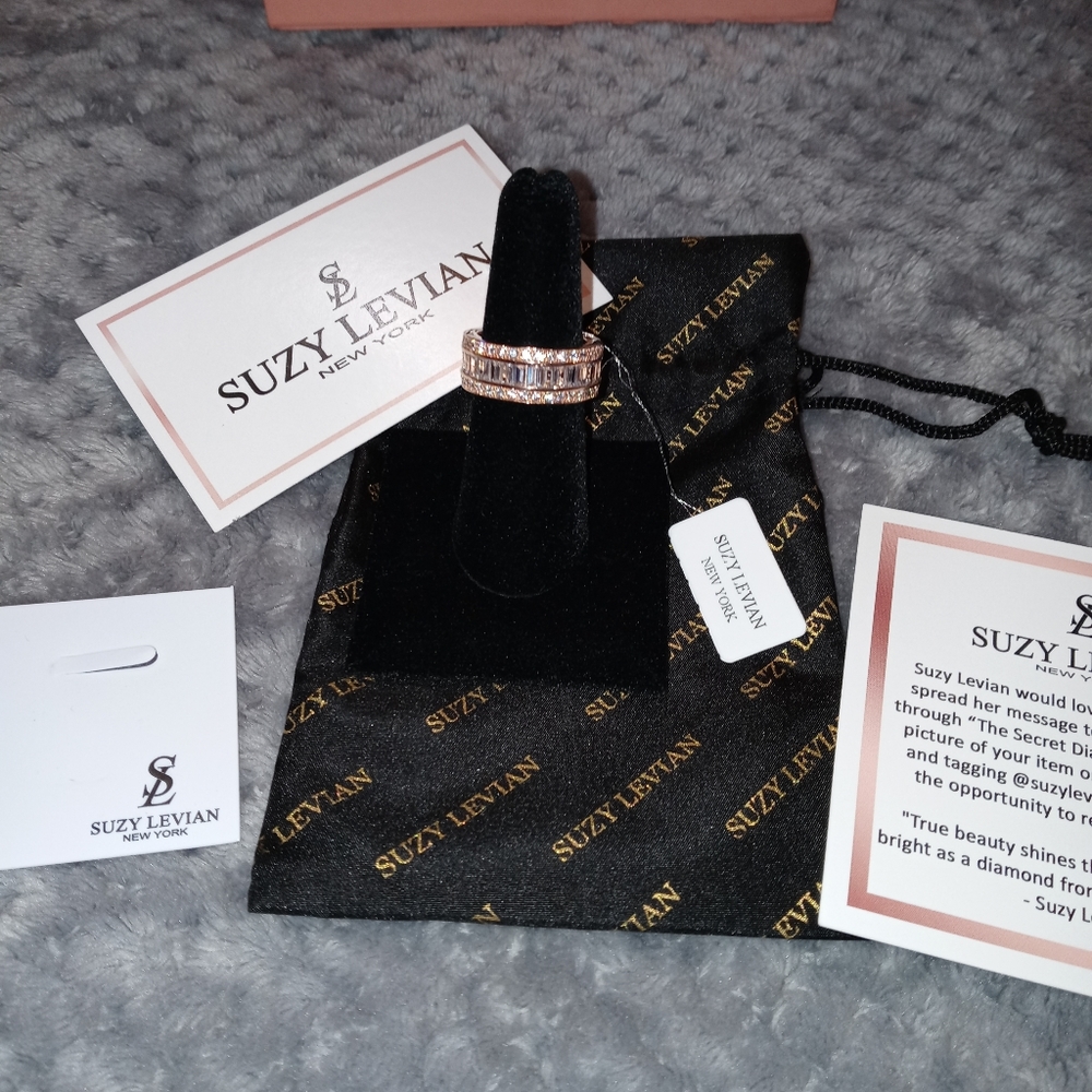 14K Rose Gold Plated Sterling Silver Baguette Cut - Picture 10 of 14